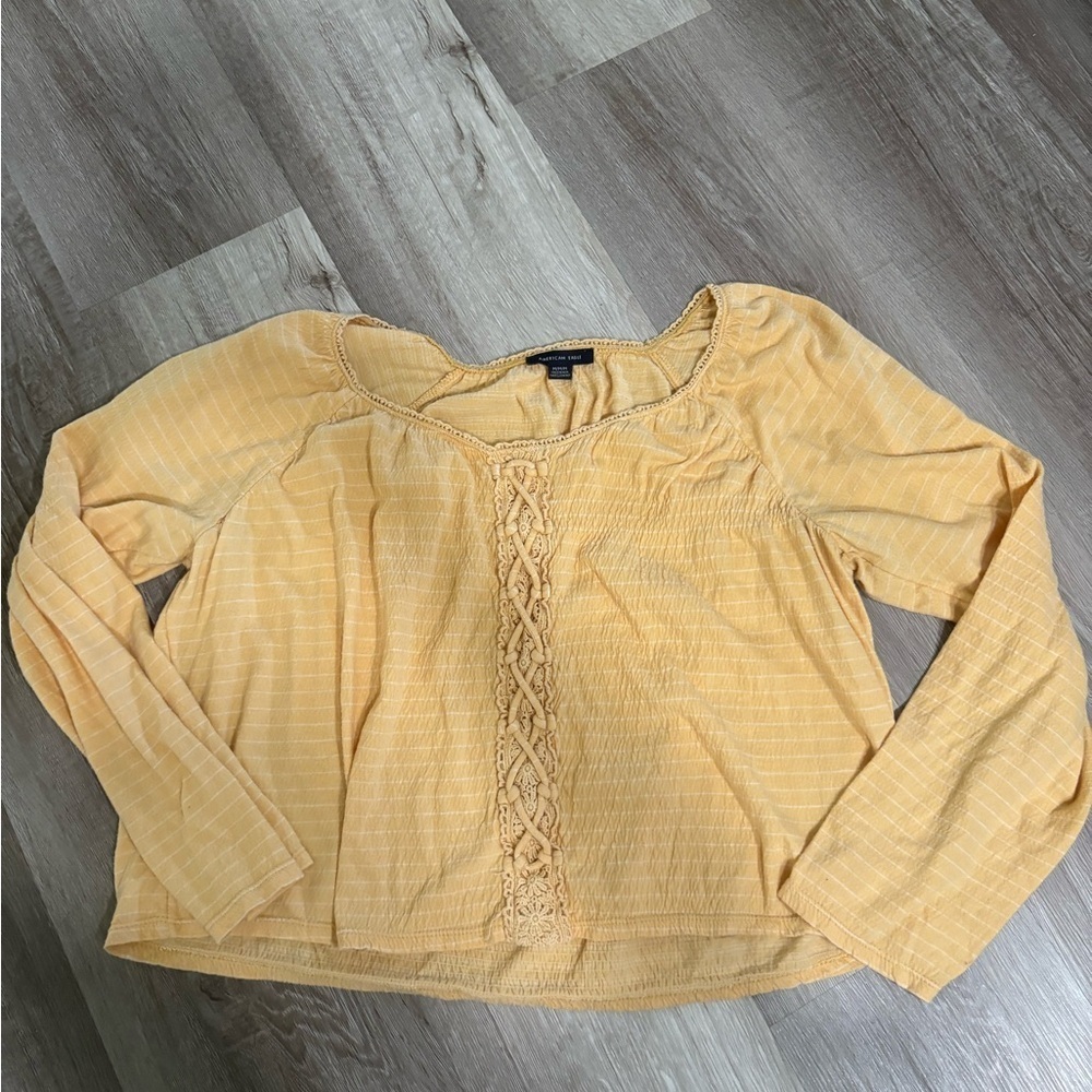 American Eagle Outfitters Mustard Lace Blouse